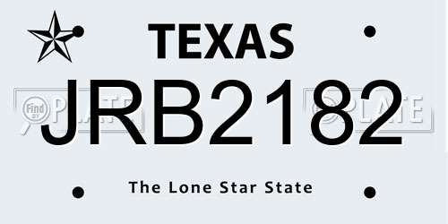 JRB2182 Texas License Plate