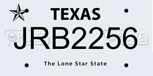 JRB2256 Texas License Plate