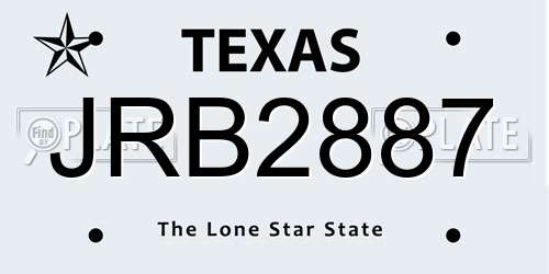 JRB2887 Texas License Plate