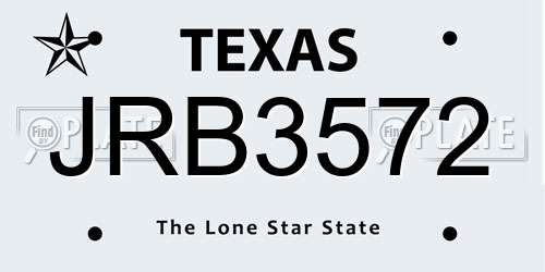 JRB3572 Texas License Plate