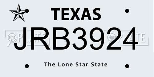 JRB3924 Texas License Plate