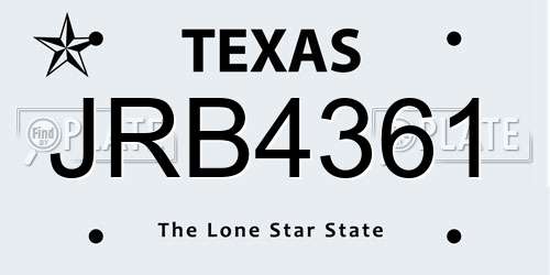 JRB4361 Texas License Plate