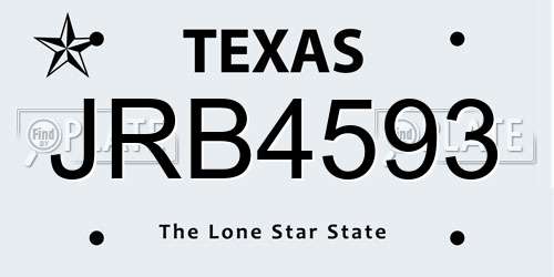 JRB4593 Texas License Plate
