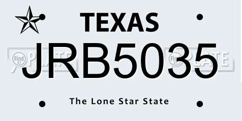 JRB5035 Texas License Plate