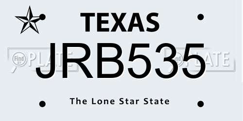 JRB535 Texas License Plate