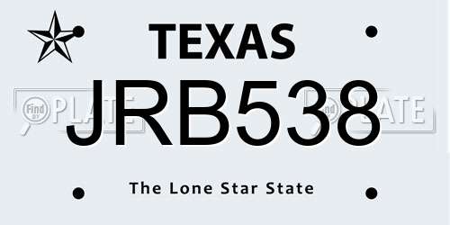 JRB538 Texas License Plate