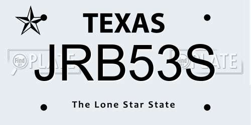 JRB53S Texas License Plate