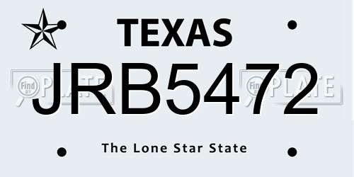 JRB5472 Texas License Plate