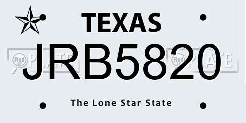JRB5820 Texas License Plate