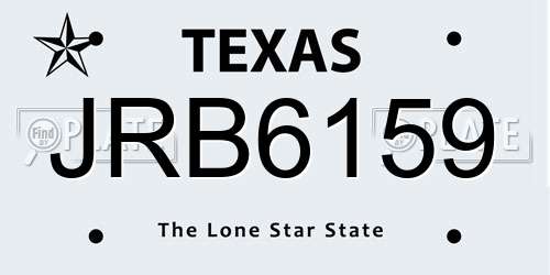 JRB6159 Texas License Plate
