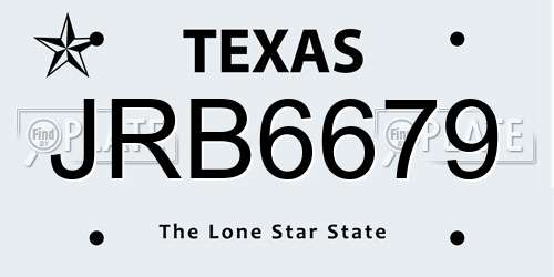 JRB6679 Texas License Plate