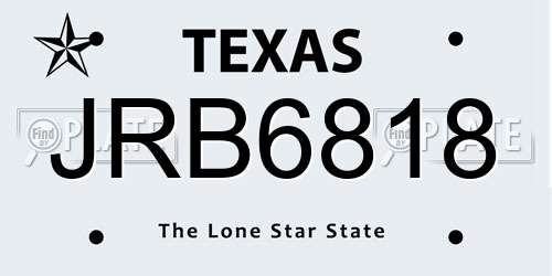 JRB6818 Texas License Plate