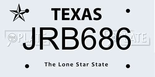 JRB686 Texas License Plate