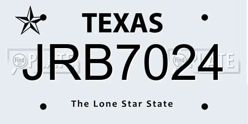 JRB7024 Texas License Plate