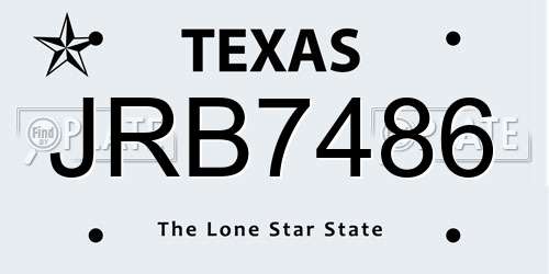 JRB7486 Texas License Plate