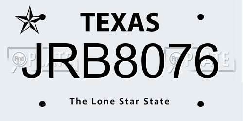 JRB8076 Texas License Plate
