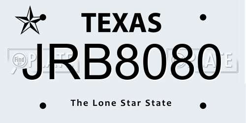JRB8080 Texas License Plate