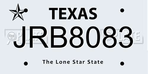 JRB8083 Texas License Plate