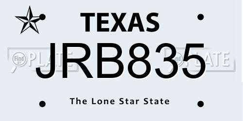 JRB835 Texas License Plate