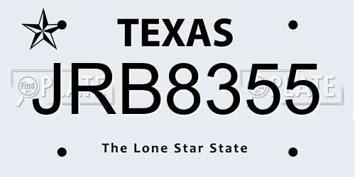 JRB8355 Texas License Plate