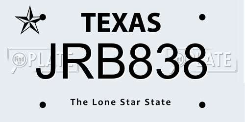 JRB838 Texas License Plate
