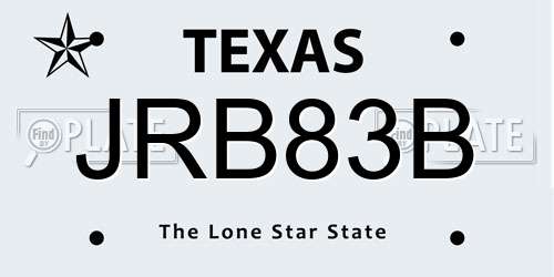 JRB83B Texas License Plate