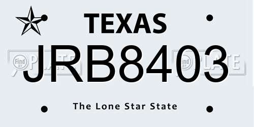 JRB8403 Texas License Plate