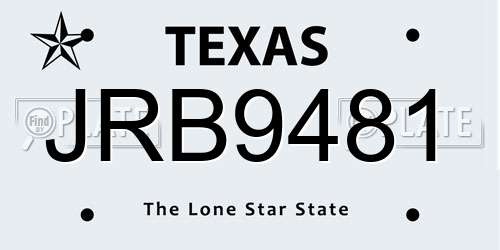 JRB9481 Texas License Plate