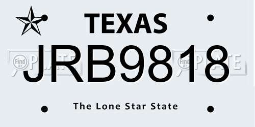 JRB9818 Texas License Plate
