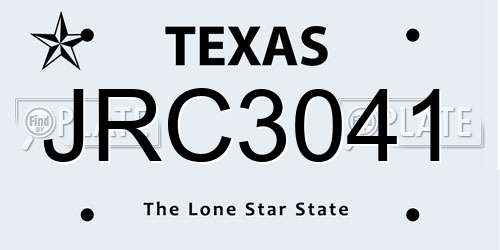 JRC3041 Texas License Plate
