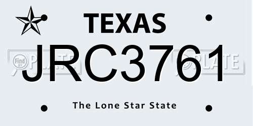 JRC3761 Texas License Plate