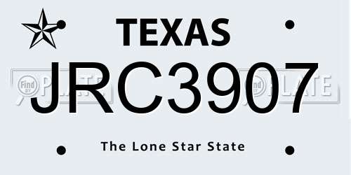 JRC3907 Texas License Plate