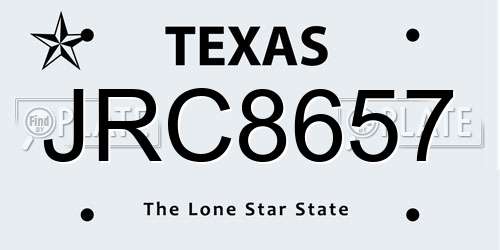 JRC8657 Texas License Plate