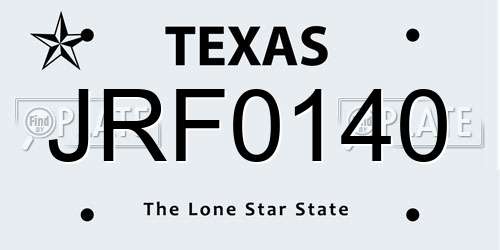 JRF0140 Texas License Plate