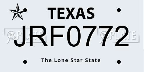 JRF0772 Texas License Plate