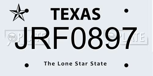 JRF0897 Texas License Plate