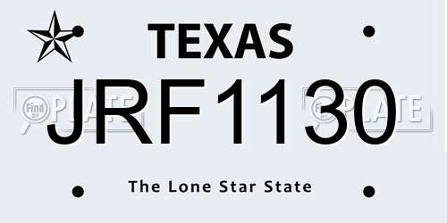 JRF1130 Texas License Plate
