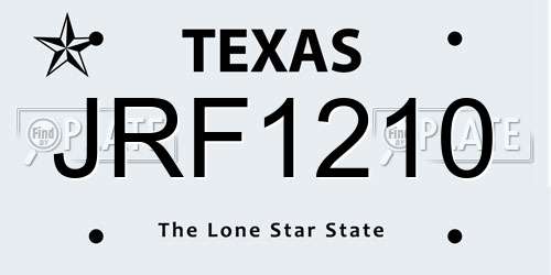 JRF1210 Texas License Plate