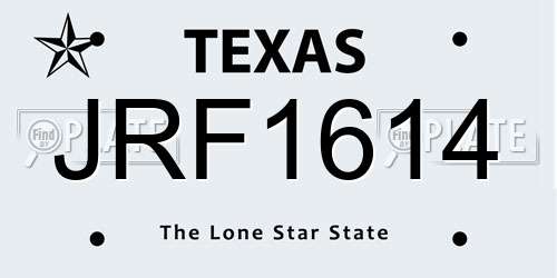 JRF1614 Texas License Plate