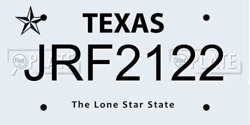 JRF2122 Texas License Plate