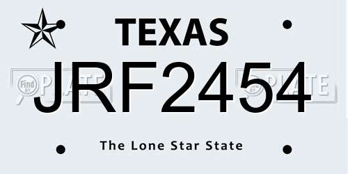JRF2454 Texas License Plate
