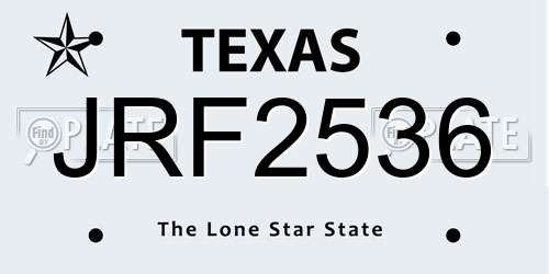 JRF2536 Texas License Plate