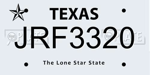 JRF3320 Texas License Plate