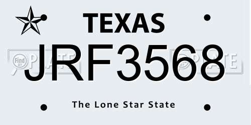 JRF3568 Texas License Plate