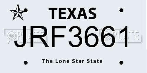 JRF3661 Texas License Plate