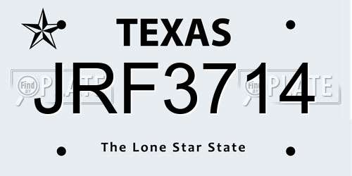 JRF3714 Texas License Plate