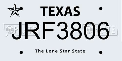 JRF3806 Texas License Plate