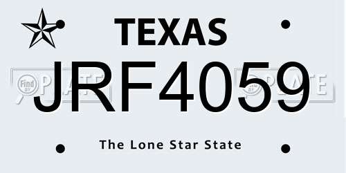 JRF4059 Texas License Plate