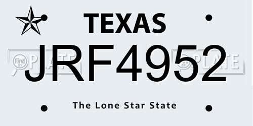 JRF4952 Texas License Plate