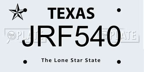 JRF540 Texas License Plate